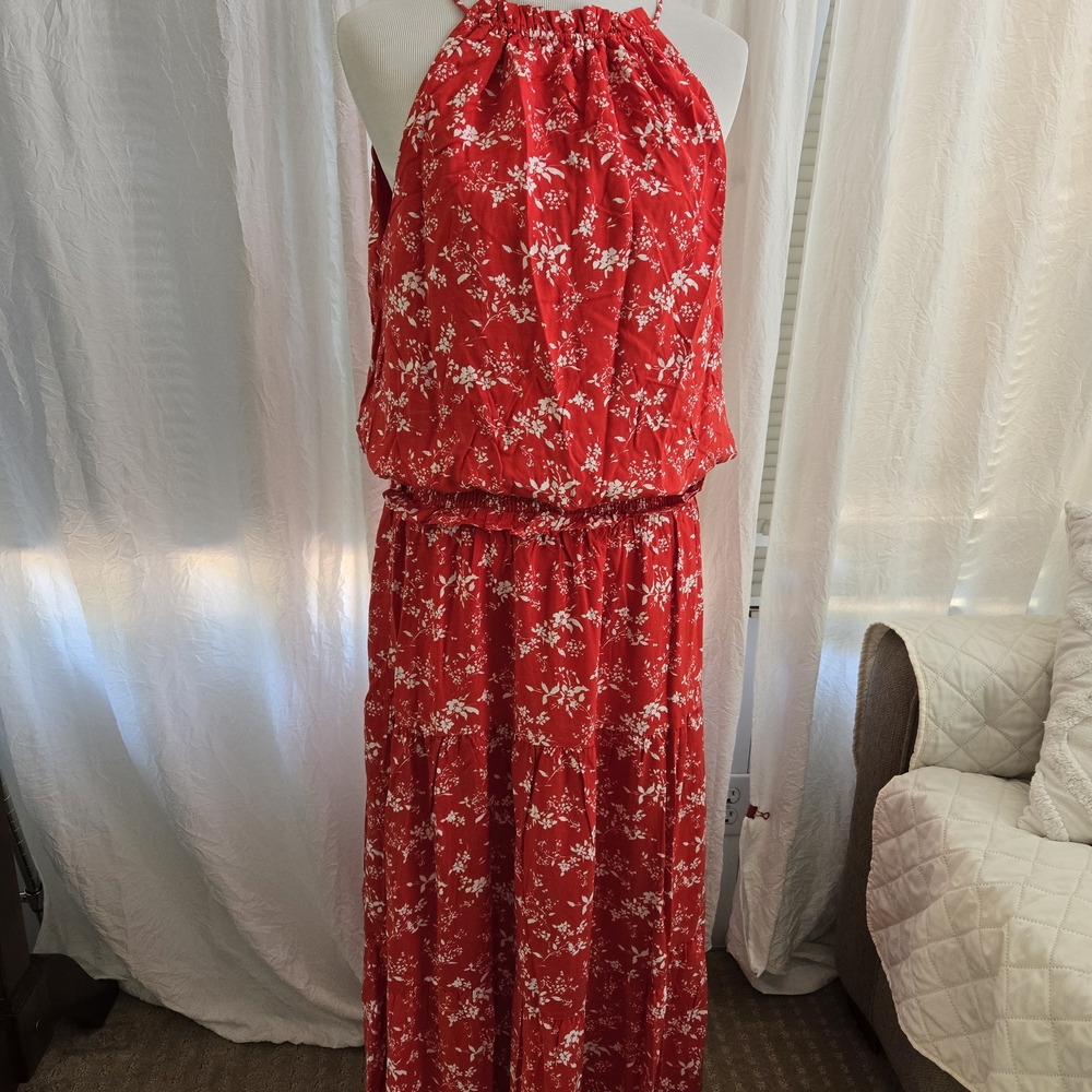 Floral Red Maxi Skirt Set